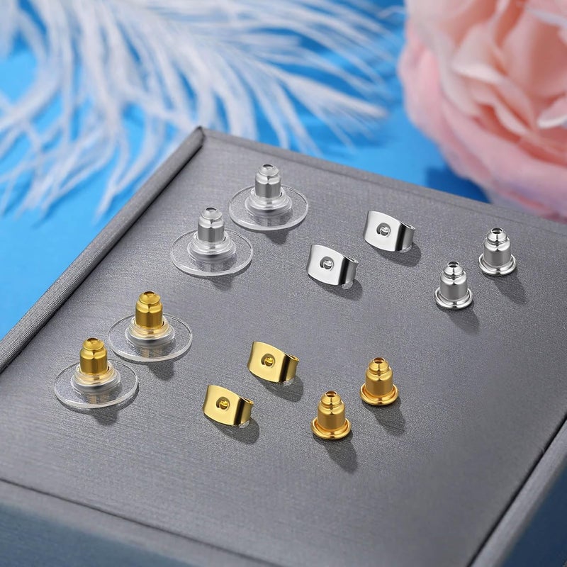 Formulen Hypoallergenic Metal Earring Backs - 170 Pcs, 6 Styles - Bullet Shape Safety Earring Backs Replacements for Studs, Hoops - Image 4